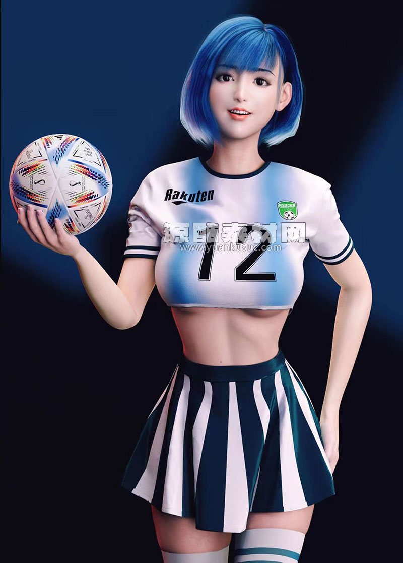 C4D工程-足球少女渲染工程少女模型人物C4D模型下载