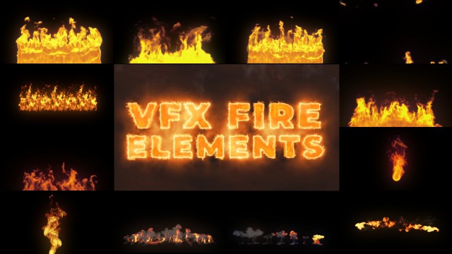 AE模板-12个逼真燃烧火焰特效动画 VFX Fire Elements