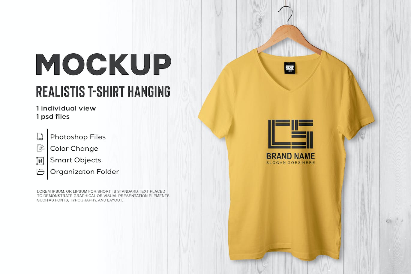 V领 T 恤样机素材 T-SHIRT MOCKUP