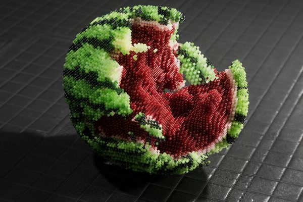 C4D工程-像素西瓜渲染工程像素西瓜模型C4D模型下载