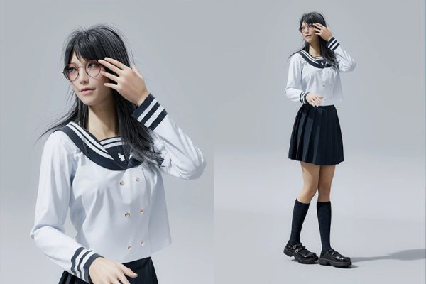 C4D工程-JK女孩渲染工程JK女孩模型人物C4D模型下载