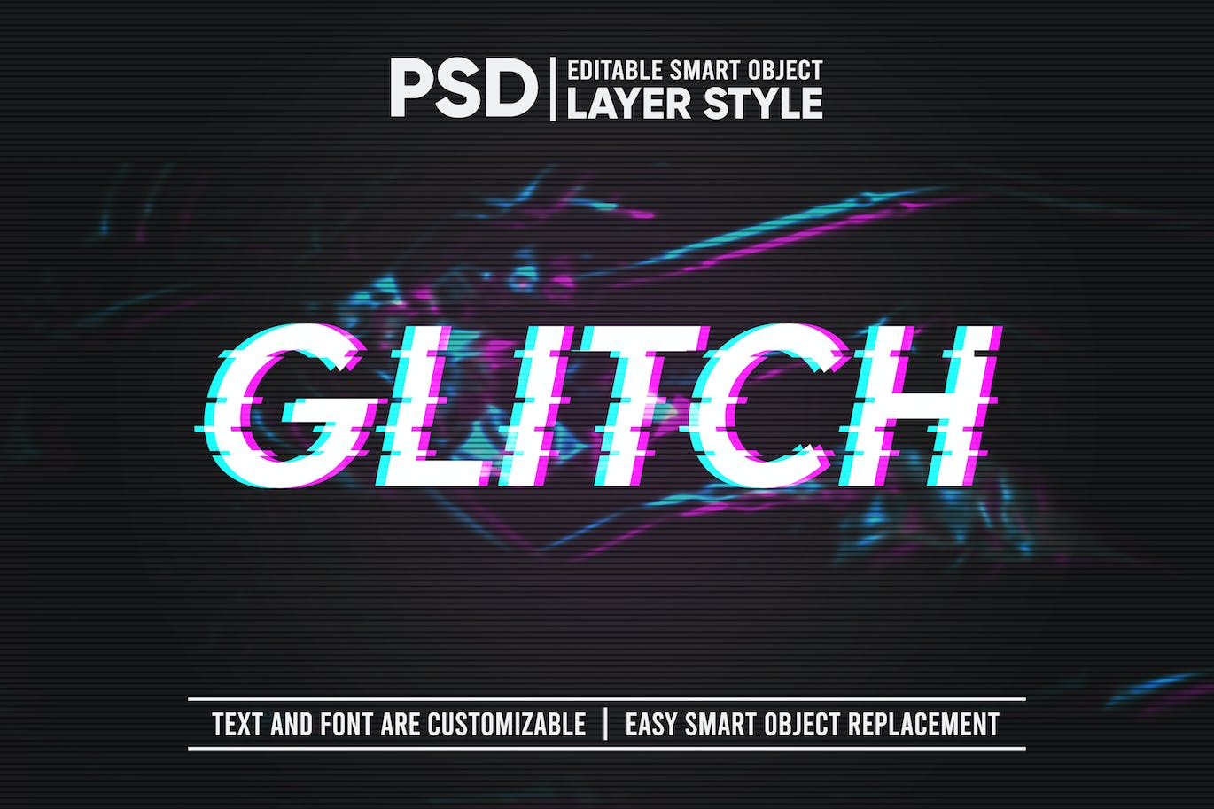 故障文字效果PSD模板 Glitch Text Effect