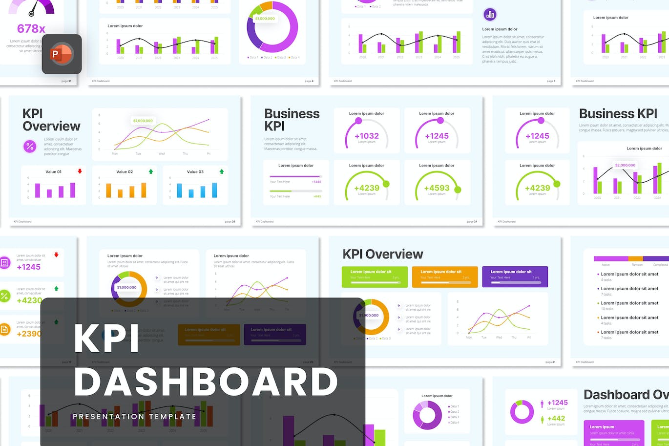 KPI数据报告PPT模板 KPI Dashboard Template