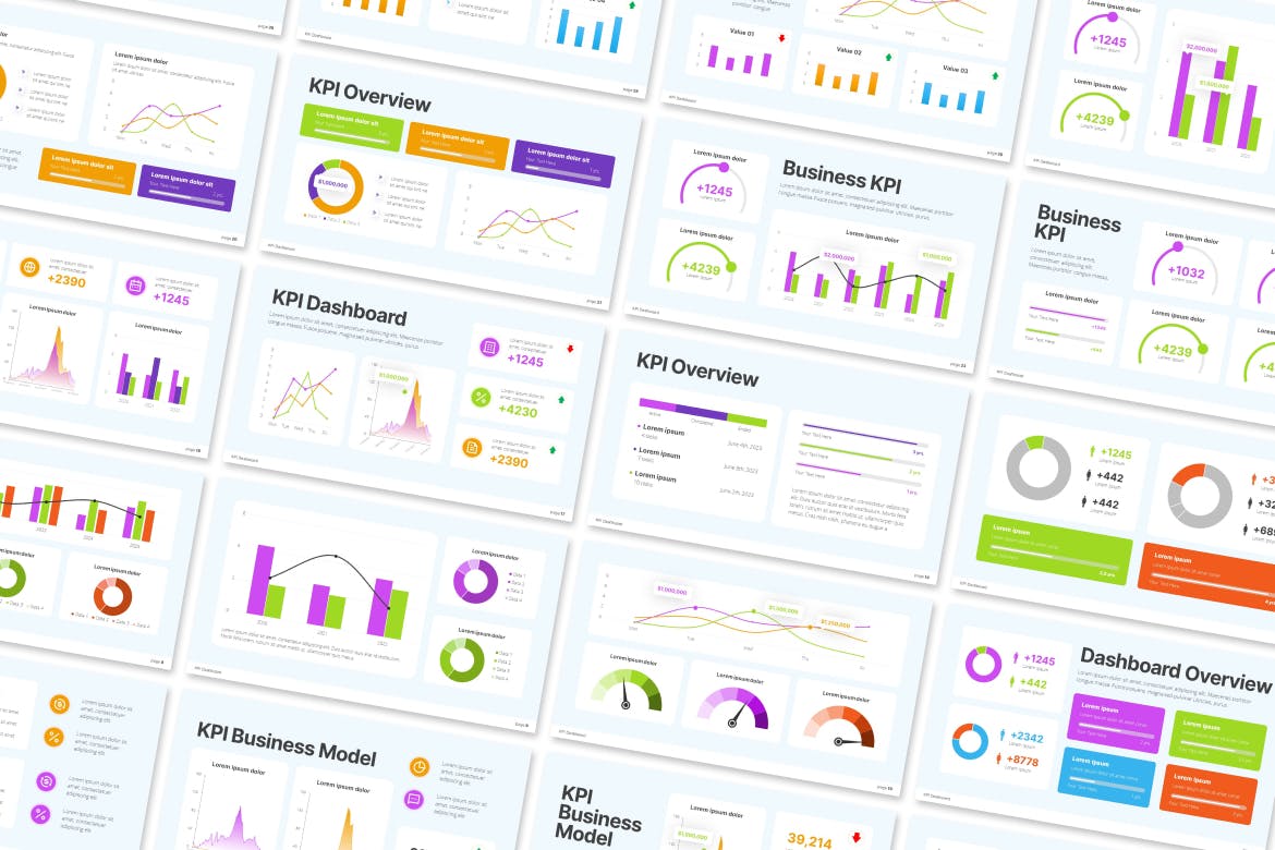 KPI数据报告PPT模板 KPI Dashboard Template