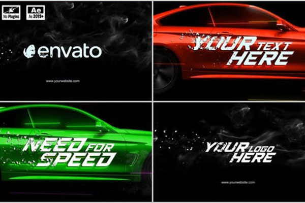 AE模板-速度文字赛车LOGO标志动画 Speed Logo Animation