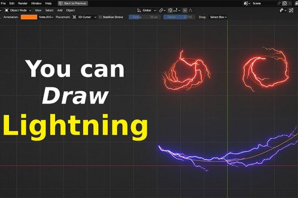 Blender插件-自定义路径绘制电流闪电特效 Draw Lightning Generators v1.6