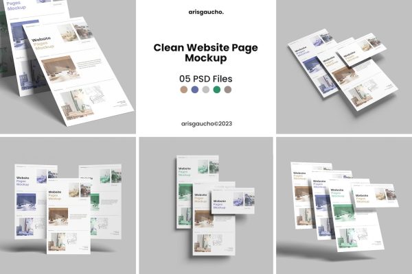 网站页面UI设计效果预览样机素材 V2 Clean Website Page Mockup V2