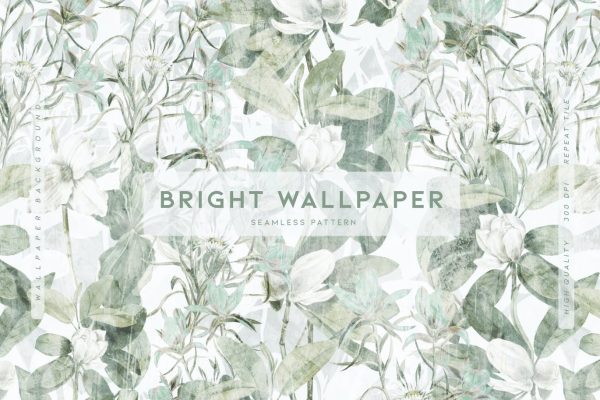 手绘植物图案无缝背景素材 Bright Wallpaper