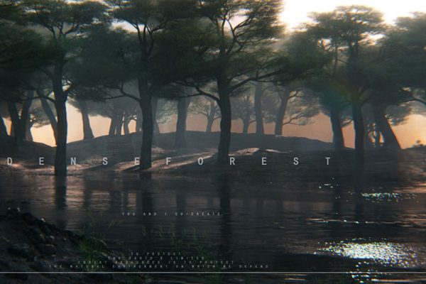 C4D工程-小溪森林场景渲染工程小溪模型森林场景C4D模型下载