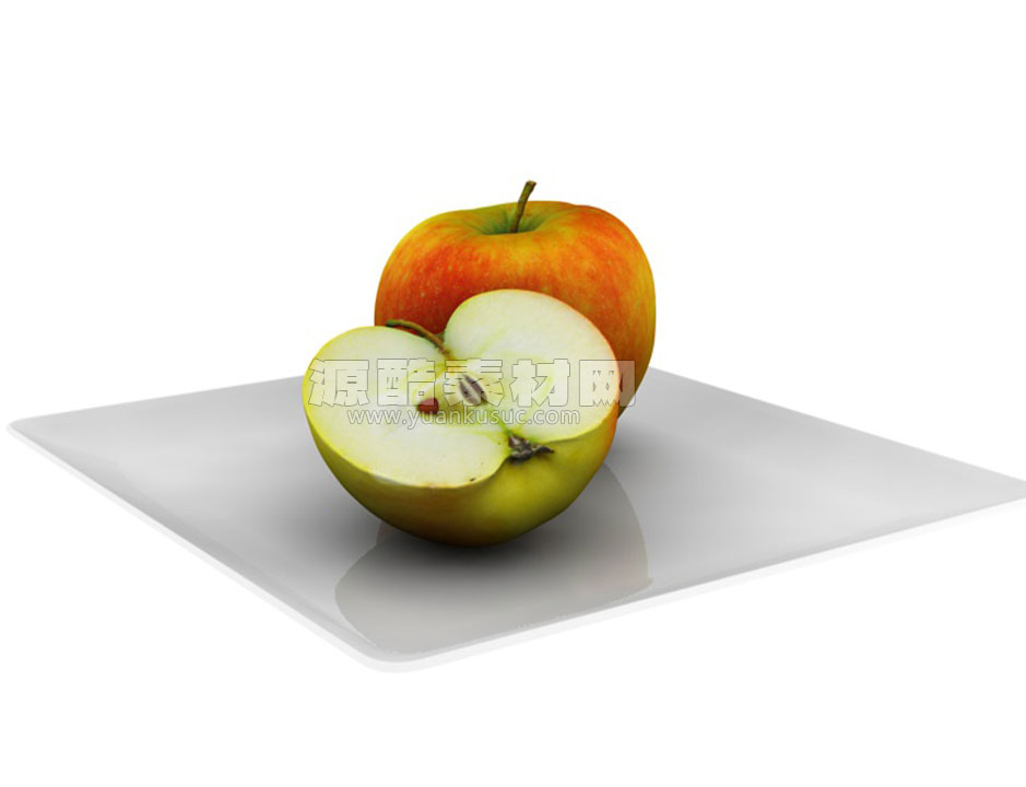 苹果模型切开的苹果模型水果C4D模型下载