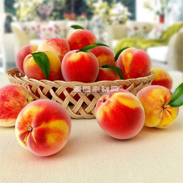 水蜜桃模型桃子模型水果C4D模型下载