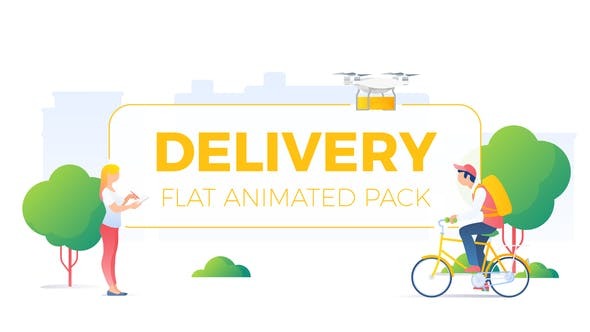 AE模板-快递运输物流包裹交付场景平面动画 Delivery Flat Animated Concepts Pack