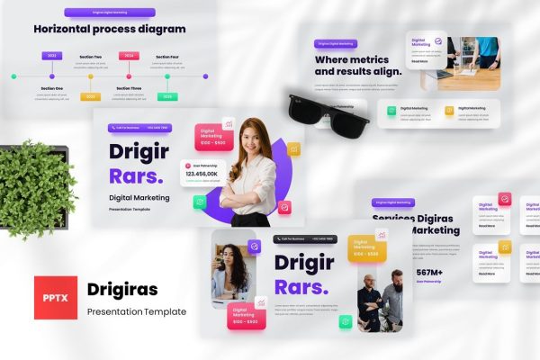 数字营销PPT幻灯片模板 Drigiras – Digital Marketing Powerpoint Template