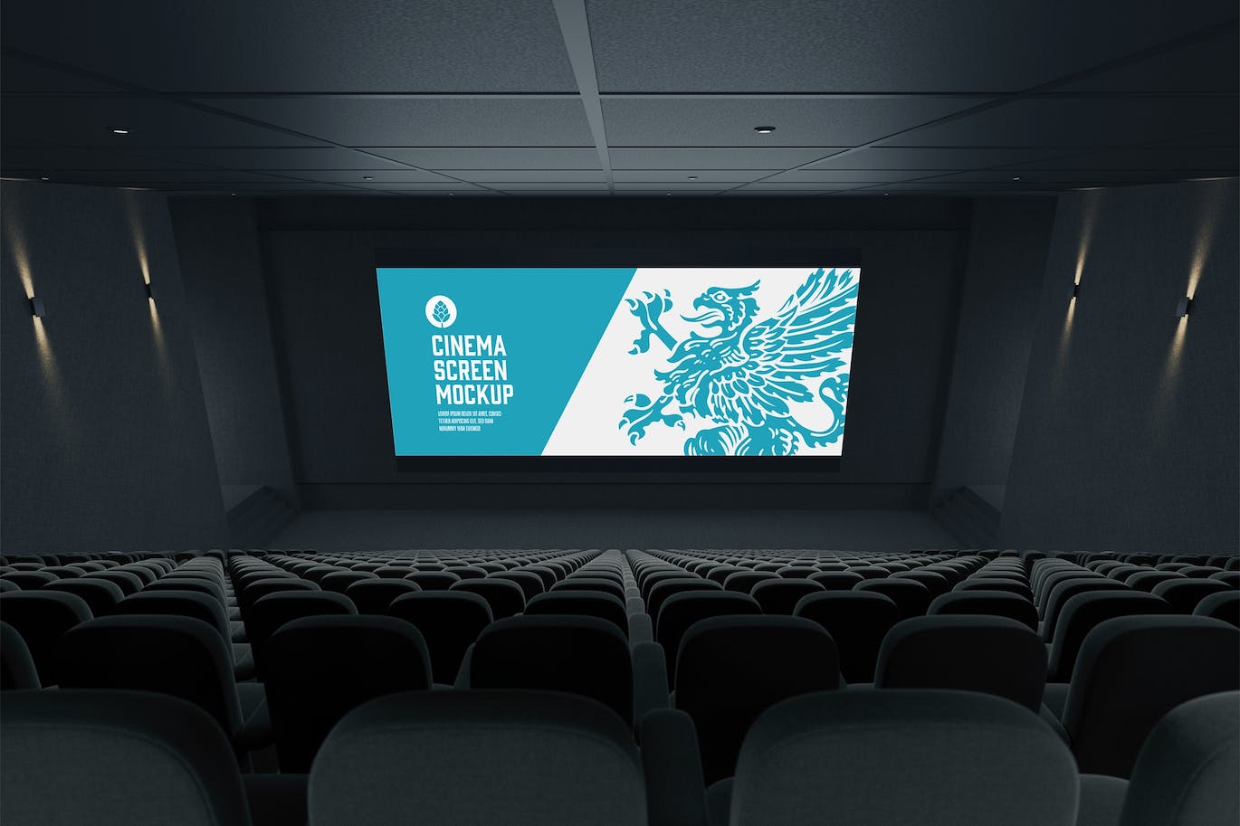 超大电影院屏幕设计预览样机素材 Cinema Screen Mockup