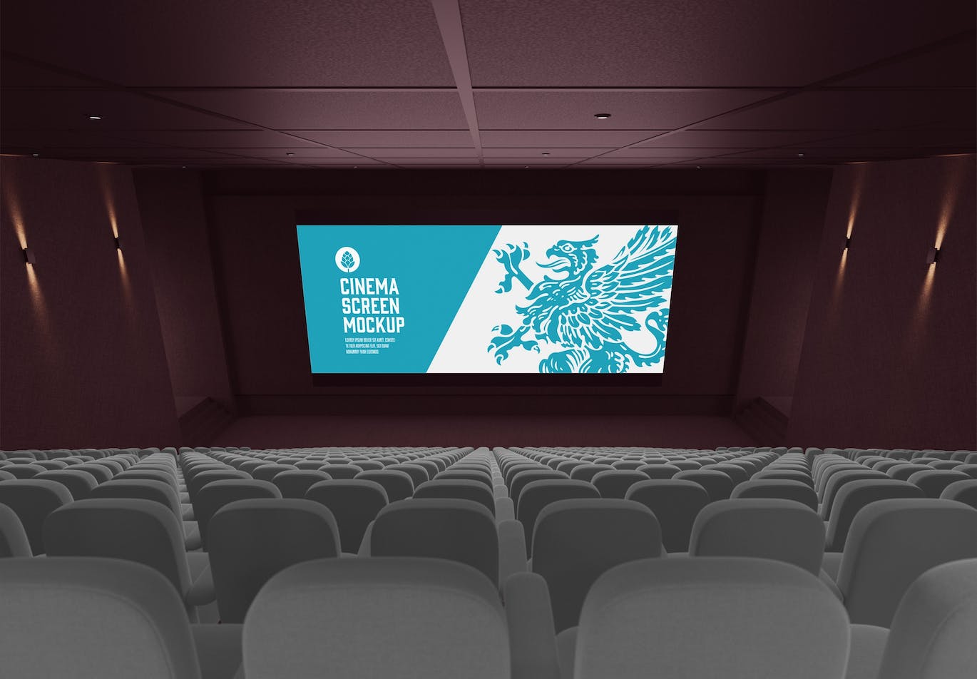 超大电影院屏幕设计预览样机素材 Cinema Screen Mockup