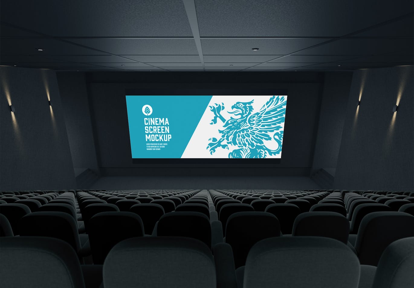 超大电影院屏幕设计预览样机素材 Cinema Screen Mockup