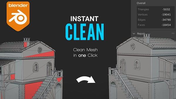 Blender插件-网格布线清理优化工具 Instant Clean v2.0.3