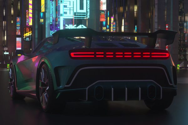 C4D工程-赛博朋克跑车场景动画工程城市建筑场景工程跑车C4D模型下载