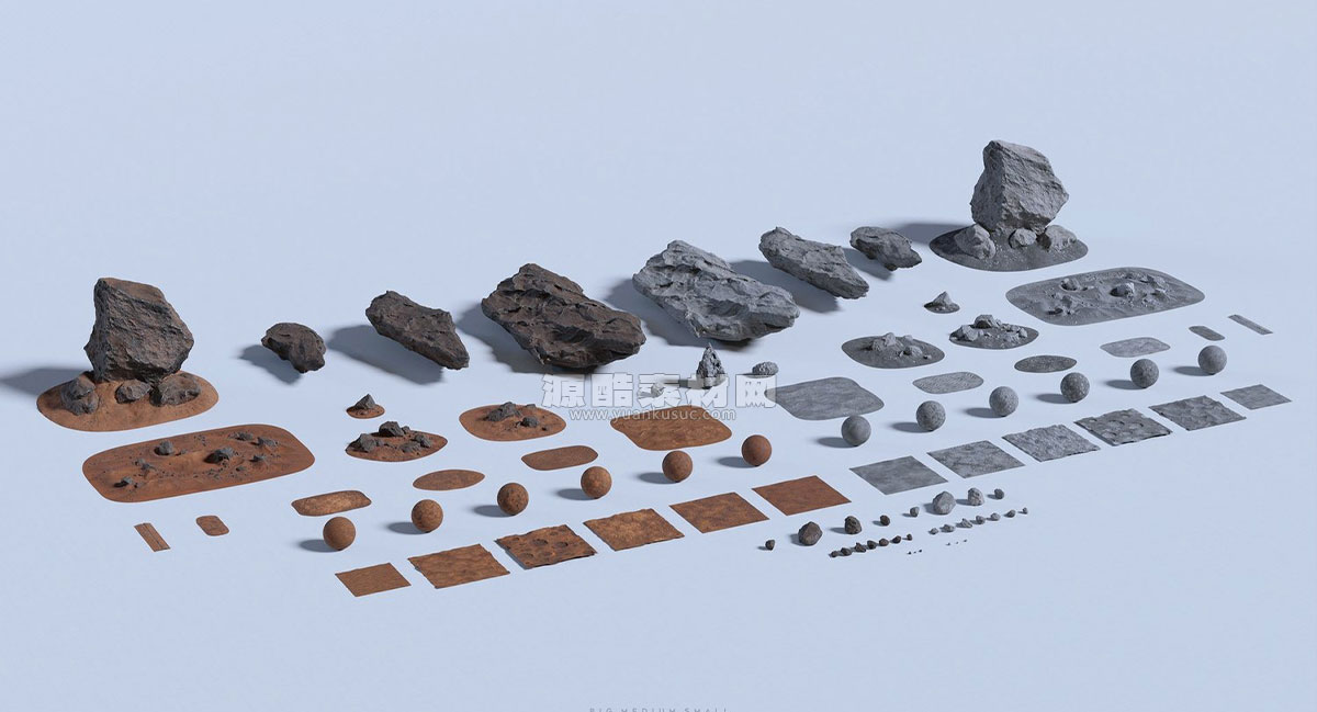 Blender太空宇航员人物角色岩石地形环境3D模型资产预设 BigMediumSmall Astronova