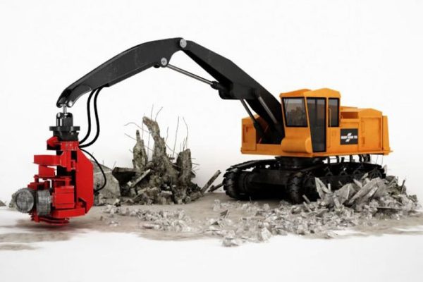 挖钻机模型工地车模型工程车C4D模型下载