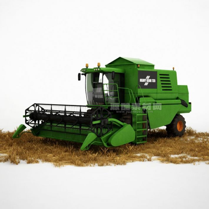 小麦收割机模型割麦机模型农业机械C4D模型下载