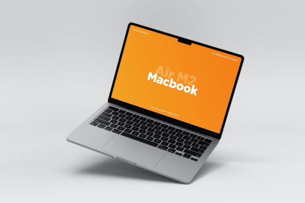 笔记本电脑Air浮动视图样机素材 Laptop Air Floating View Mockup