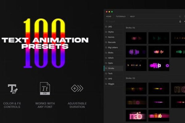 PR脚本-100种创意文字标题动画预设 Text Presets for Premiere Pro