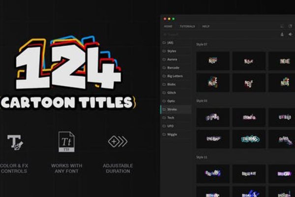 AE/PR脚本-124组多彩卡通文字动画预设 Cartoon Titles