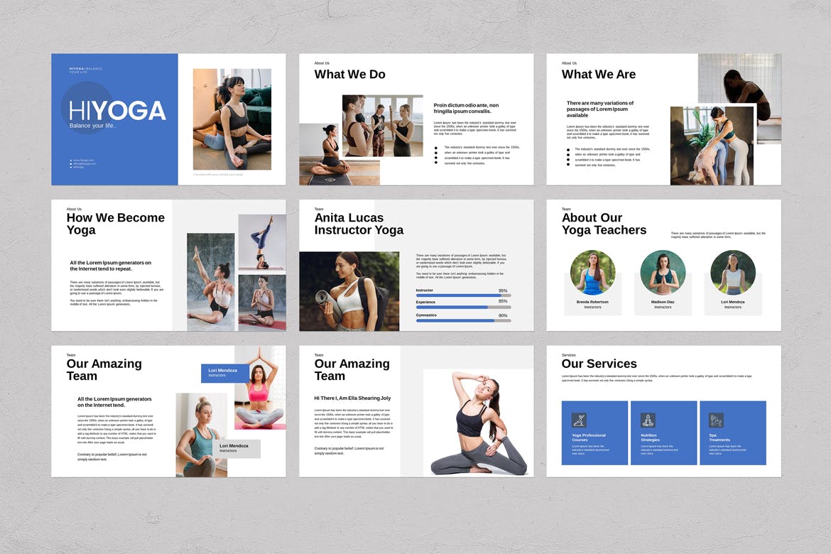 瑜伽培训课程PPT幻灯片演示模板 Hiyoga Yoga Class Presentation Template