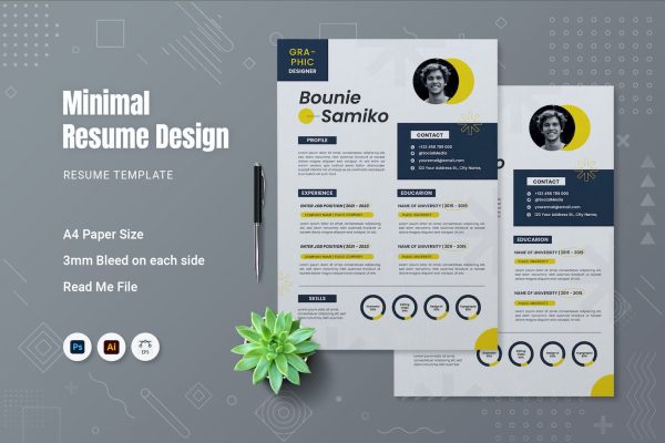 极简朴素风格求职简历模板素材 Minimal Resume