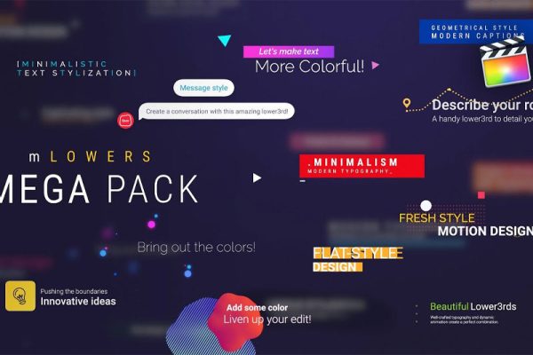 FCPX插件-131个现代设计文字标题字幕条动画预设 MotionVFX mLowers Mega Pack