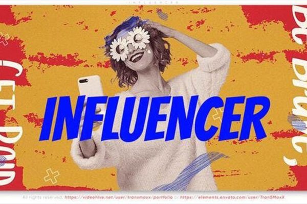 AE模板-风格化画笔涂抹图文展示宣传动画 Influencer Promo