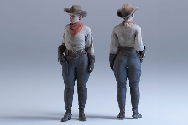 女人模型狂野西部人物3D模型下载