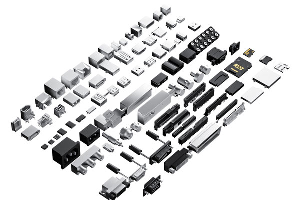 几十个各类电子接口模型USB HDMI 内存卡等3D模型下载
