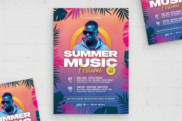 夏季音乐节海报素材模板 Summer Music Festival Poster Template