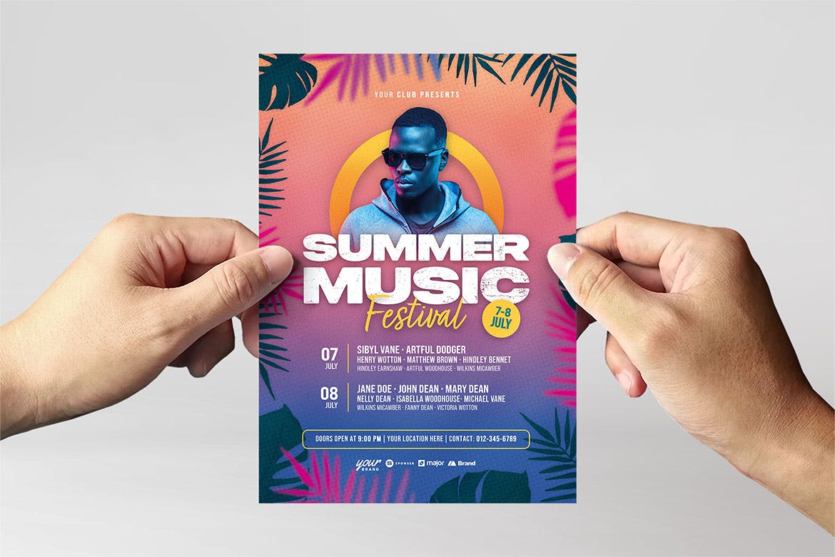 夏季音乐节海报素材模板 Summer Music Festival Poster Template