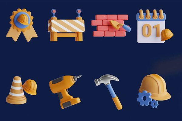 劳动节图标3D模型合集素材 Labour Day 3D Icon Set