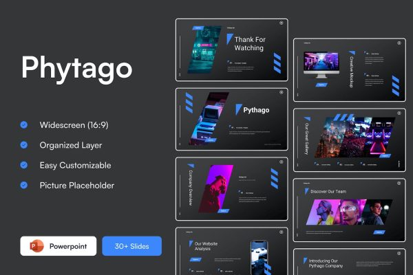 暗黑电竞游戏演示PPT模板 Pythago – Modern Dark Theme Powerpoint