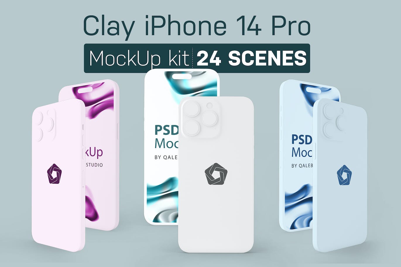 粘土风格iphone 14 Pro设计手机样机素材 Clay iPhone 14