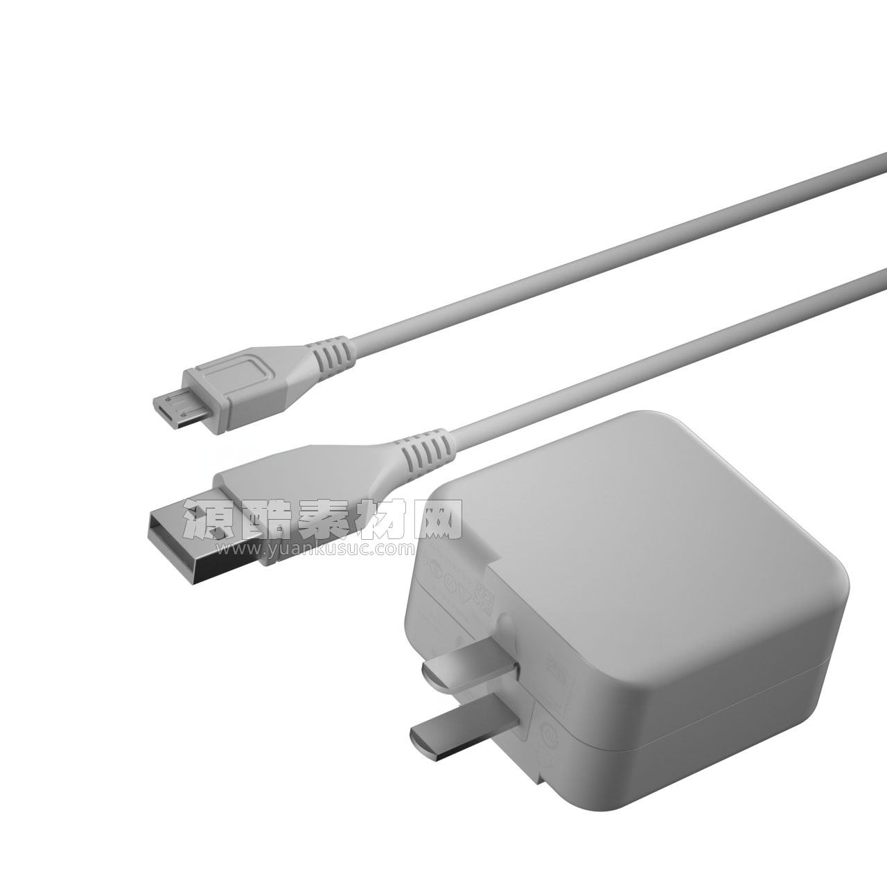 USB数据线模型vivo充电器模型充电器头C4D模型下载