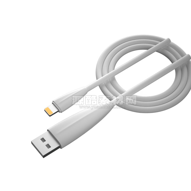 USB数据线模型USB充电线C4D模型下载