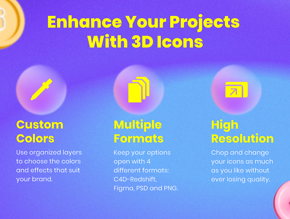 30个NFT技术3D图标模型素材 30 3D Icons Illustration NFT Technology