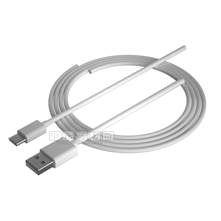 USB数据线模型USB充电线模型C4D模型下载