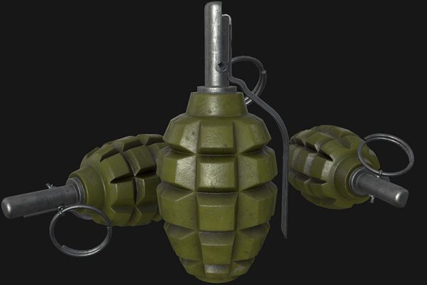 手榴弹模型手雷模型武器C4D模型下载