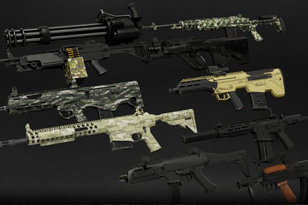 50只枪械模型步枪冲锋枪加特林手枪模型武器3D模型下载