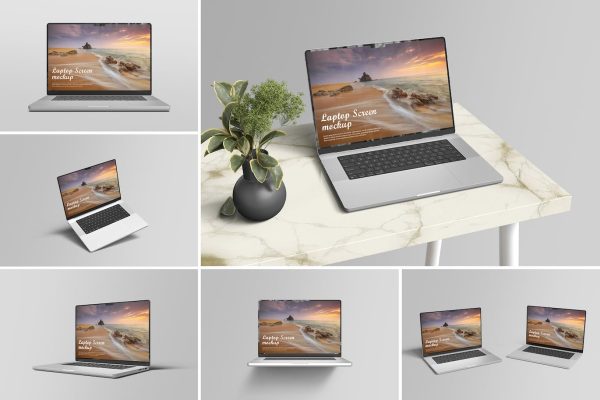 Mac笔记本电脑屏幕显示样机素材 Laptop Screen Display Mockup