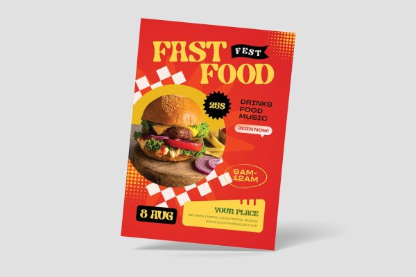 快餐节传单设计模板素材 Fast Food Festival Flyer