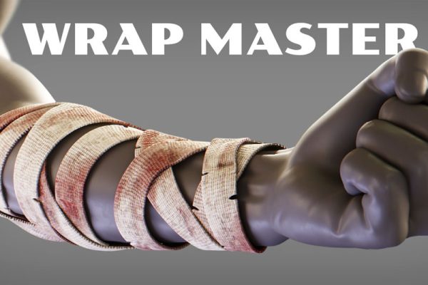 Blender预设-绷带绳子锁链布料包裹缠绕效果预设 Wrap Master v1.1