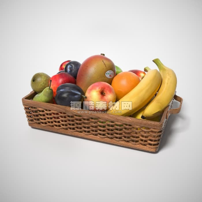 香蕉李子模型梨苹果橘子水果C4D模型下载
