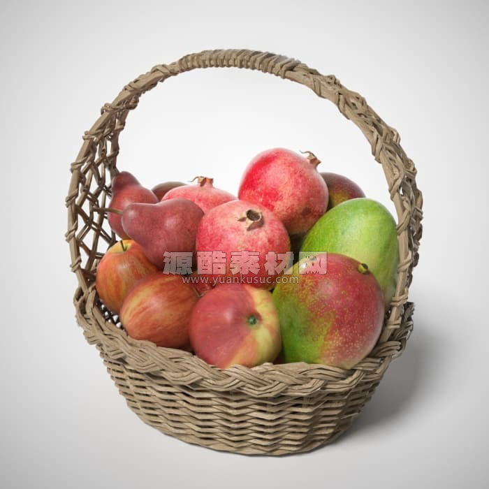 苹果模型石榴模型食物水果C4D模型下载